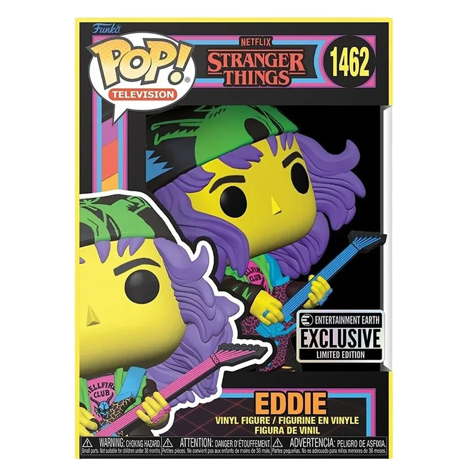 POP TV Stranger Things S4 Eddie with Guitar Blacklight Vinyl Figure (10 cm)
