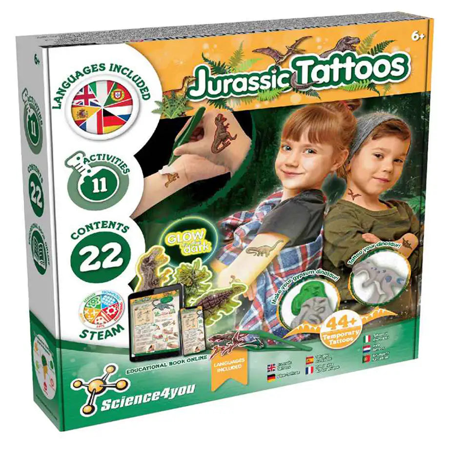Science4You Jurassic Glow-In-The-Dark Tattoos Diy Steam Kit