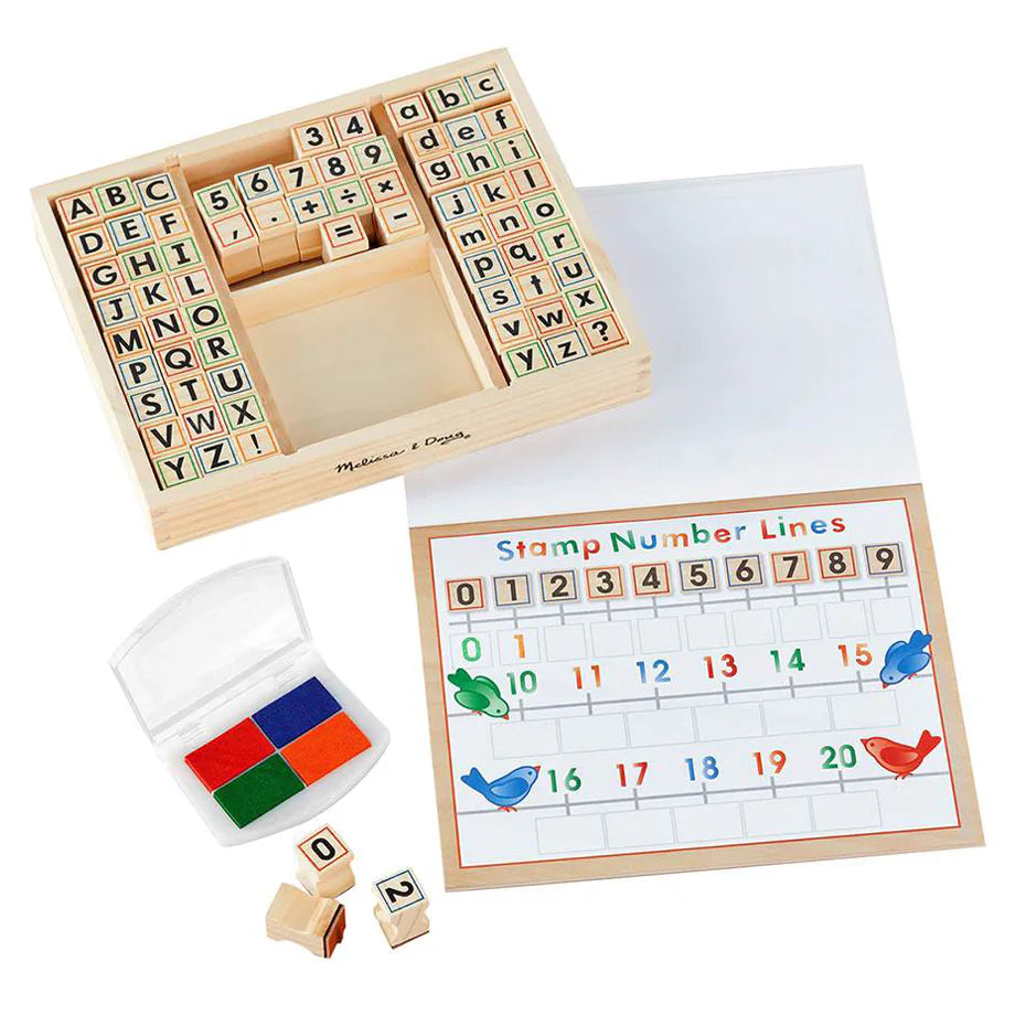 Melissa & Doug Deluxe ABCs & 123s Wooden Stamp Activity Playset