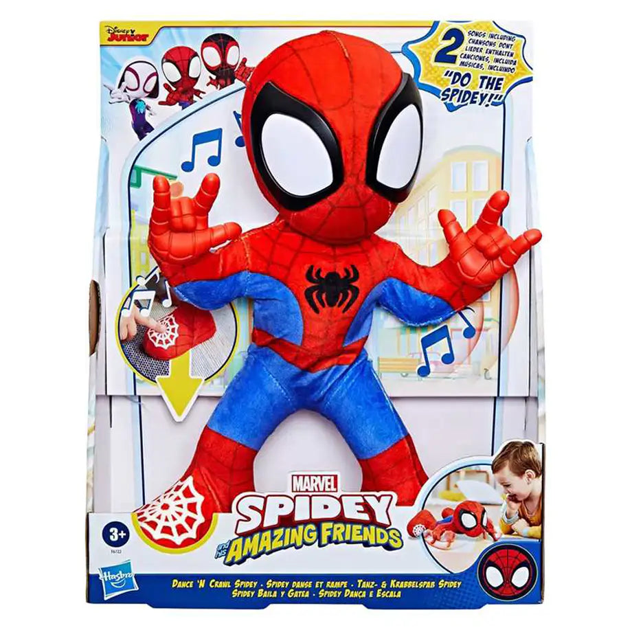 Disney Junior Marvel Spidey and His Amazing Friends Dance ’N Crawl Spidey Interactive Plush Toy (25 cm)