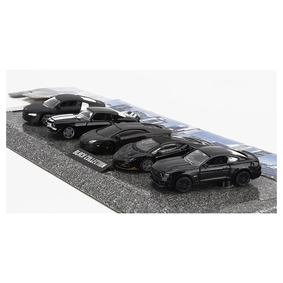Bburago Black Collection Die-Cast Cars (1:64, Black, 5 Cars)