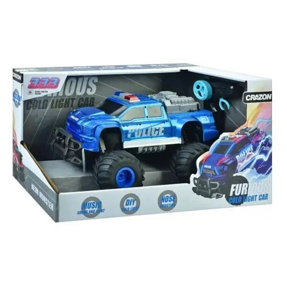 Crazon 333 Neon Monster Furious Cold Light Police RC Car 1:16 (Blue)