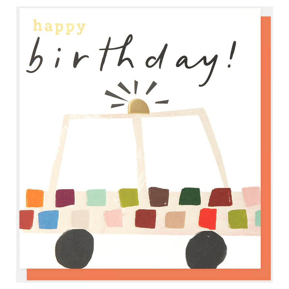 Caroline Gardner PlayTime Colourful Police Car Happy Birthday Greeting Card
