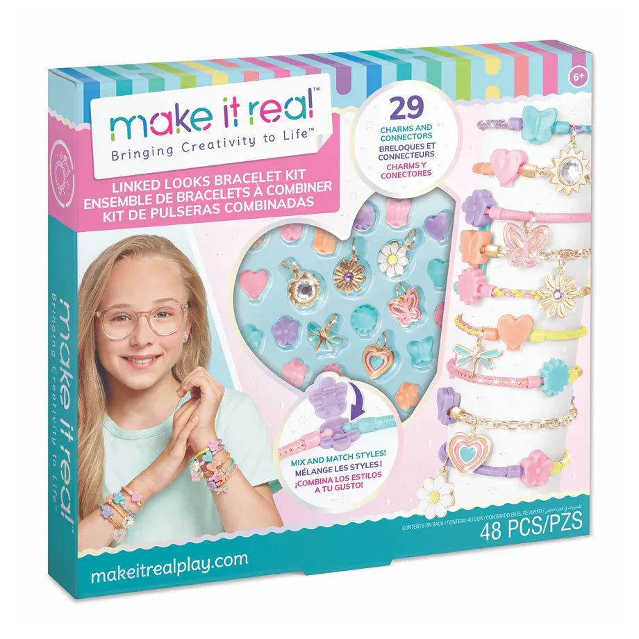 Make It Real DIY Linked Looks Bracelet Making Kit (48 Pieces)