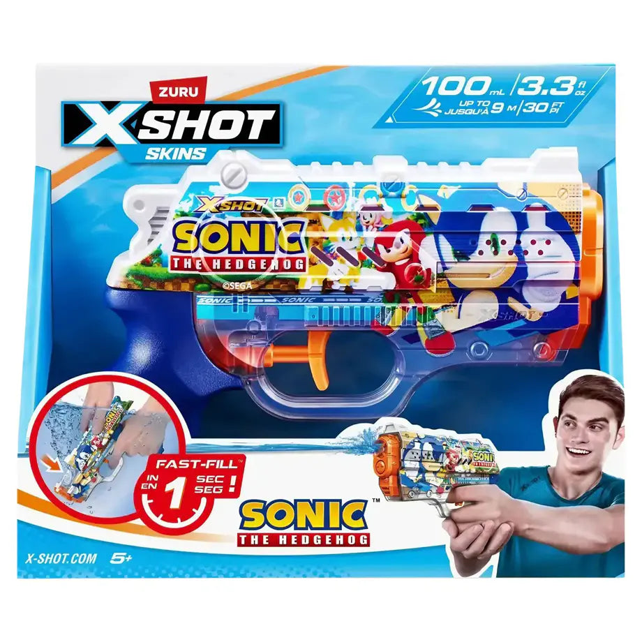 X-Shot Skins Fast-Fill Sonic the Hedgehog Nano Water Blaster