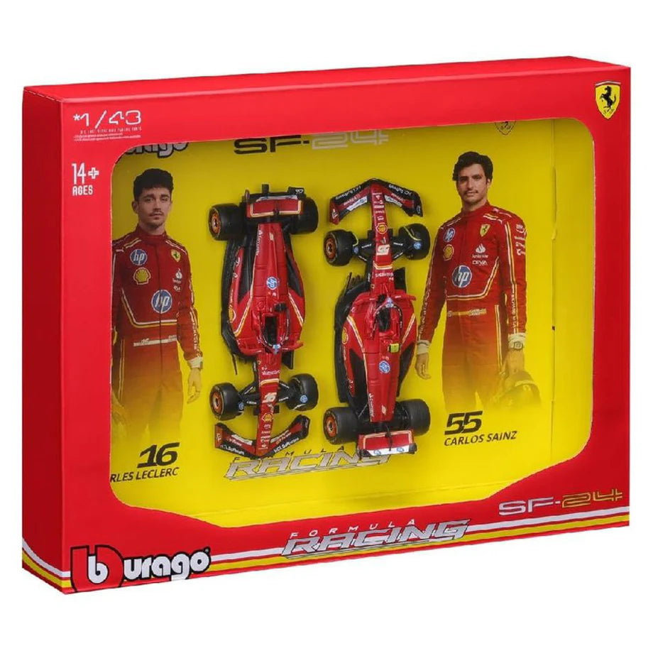 Bburago F1 2024 Ferrari Charles Leclerc Carlos Sainz Die-Cast Cars (2-Pack Set)