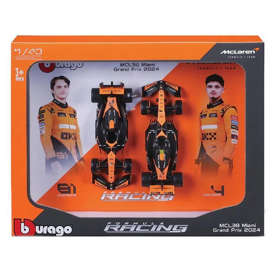 Bburago F1 Miami Grand Prix Mclaren Lando Norris & Oscar Piastri Die-Cast Cars 2-Pack