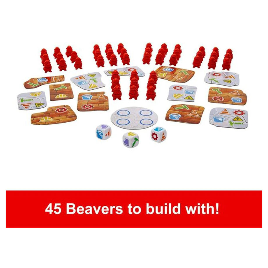 Mattel Game Beaver Building Fun Wobbly Beaver Tower Game (45 pieces)