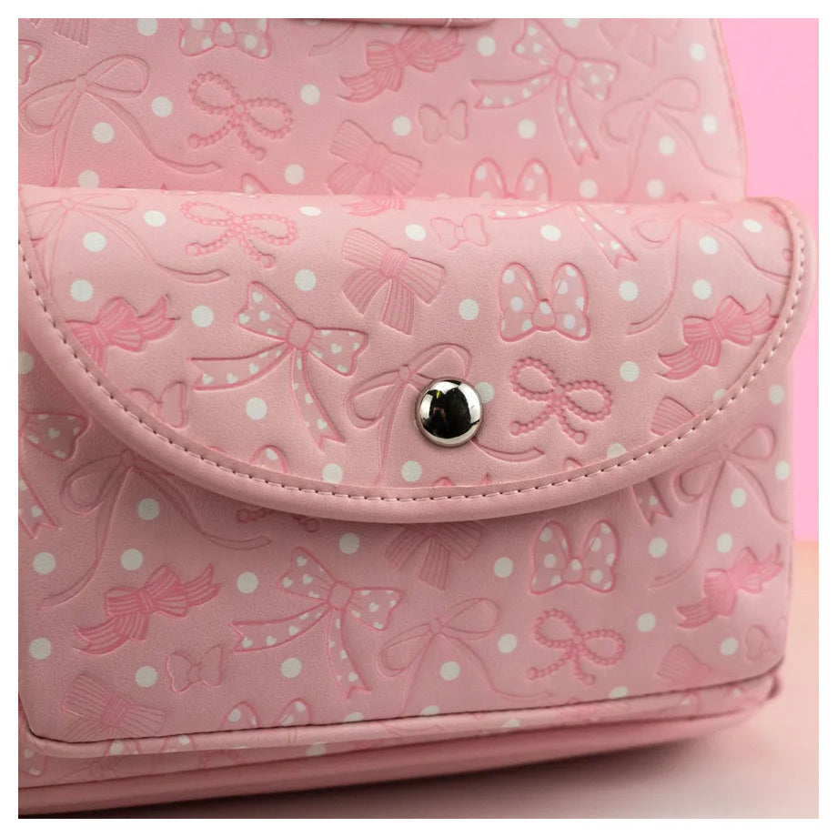 Loungefly x Funko POP! Disney Minnie Mouse Debossed Bows and Polka Dot Bow Mini Backpack (22.86 x 11.43 x 26.67 cm)