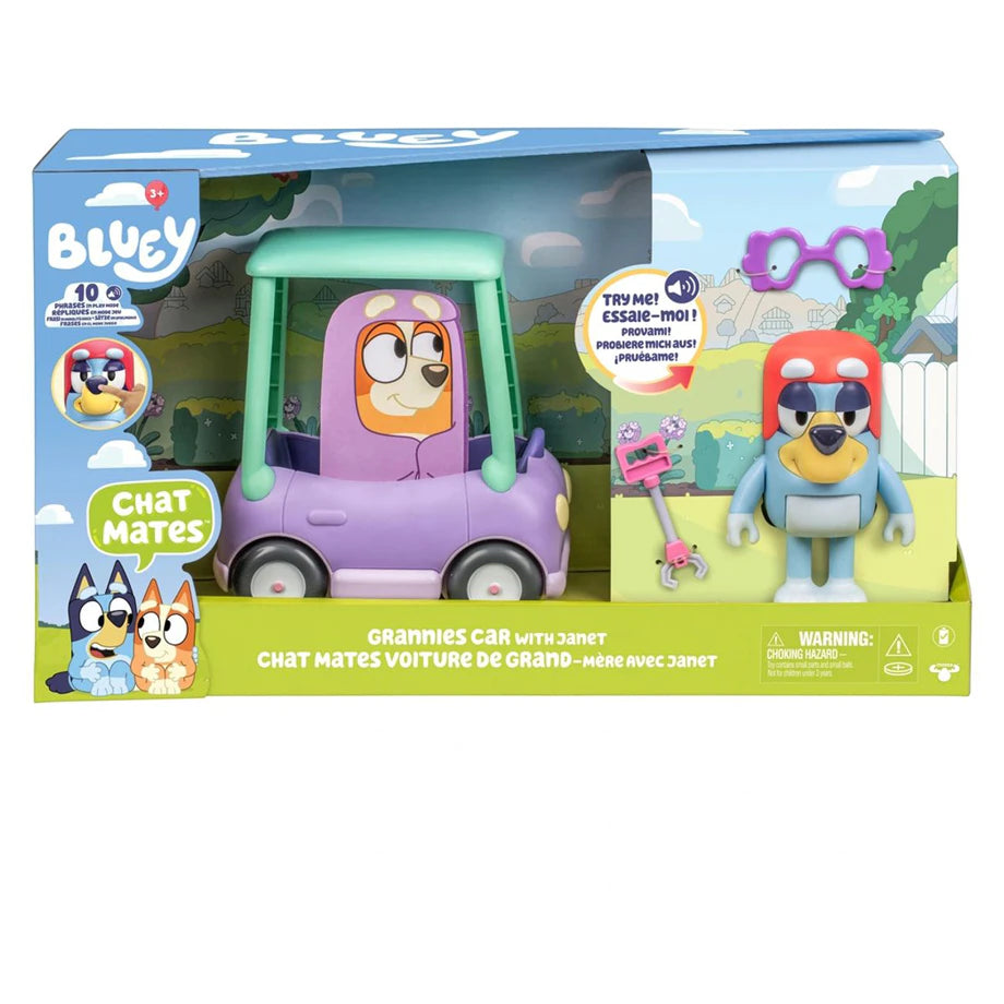 Bluey Chat Mates Grannies Car with Janet Playset (14 cm)