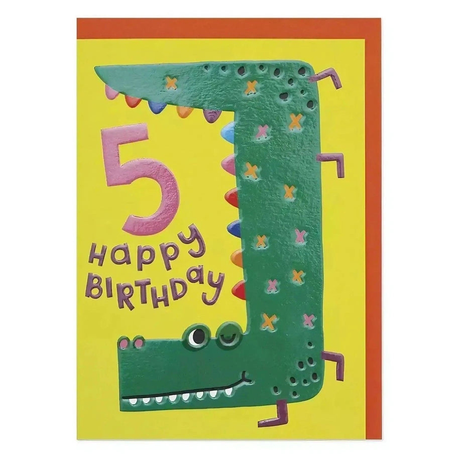 Raspberry Blossom Zoopa Doopa Crocodile 5Th Birthday Greeting Card (12.5 X 17.5 Cm)