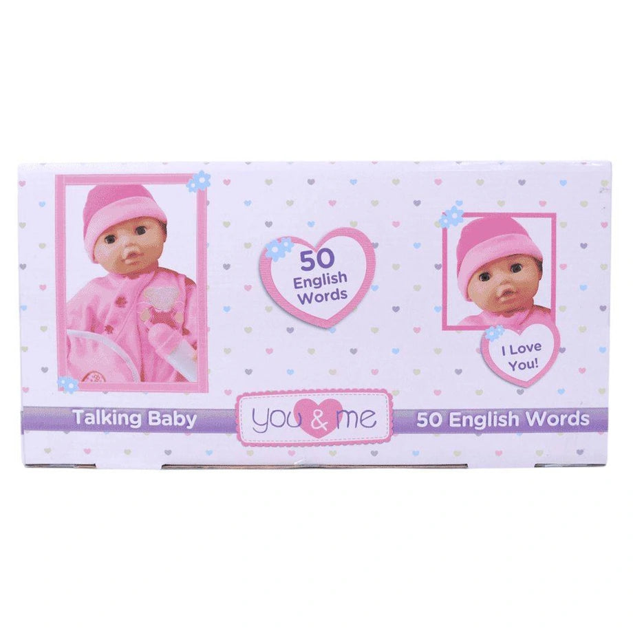 You & Me 50 English Words Talking Baby Doll (40 cm, Pink)