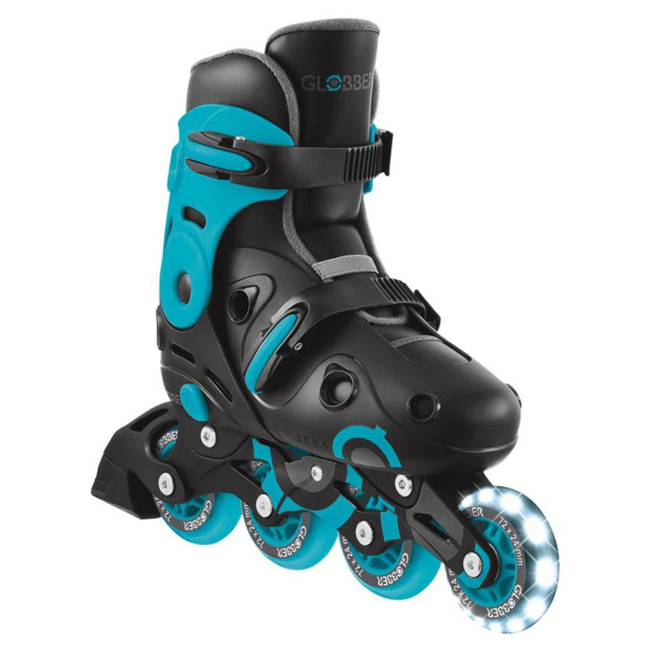 Globber Go Lights Adjustable Inline Skates (EU 34–37, Blue/Black)