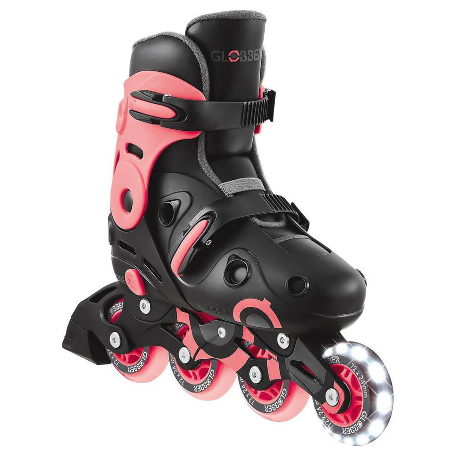 Globber Go Lights Adjustable Inline Skates (EU 34–37, Pink/Black)