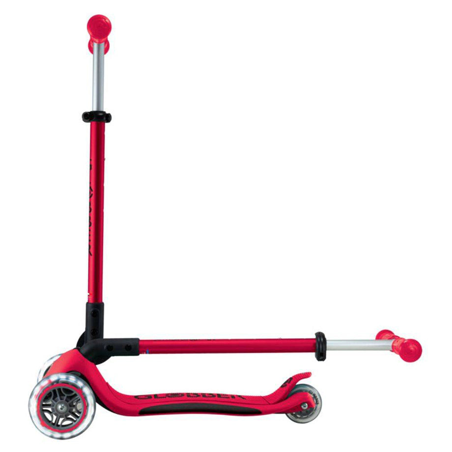 Globber Elite Lights 3-Wheel Foldable Kick Scooter (Red)