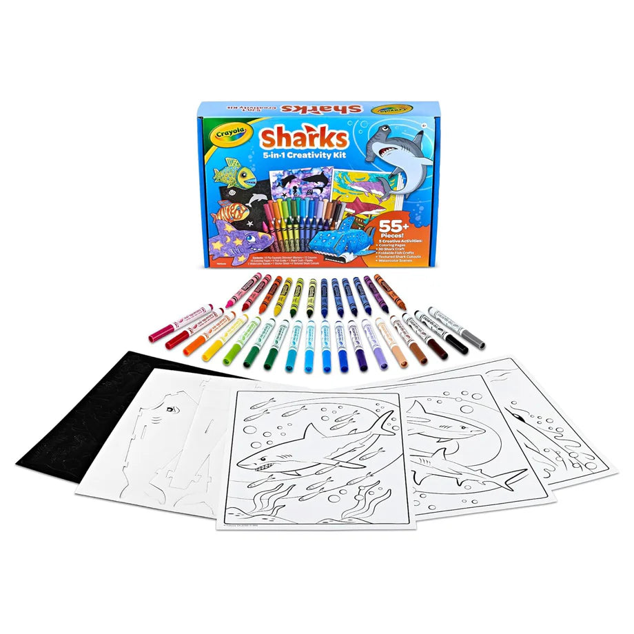 Crayola Sharks 5-in-1 Creativity Kit (55+ Pieces)