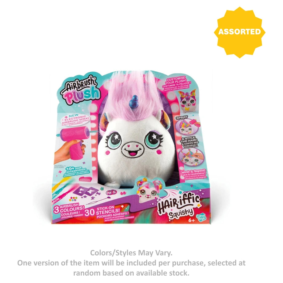 Airbrush Plush Hair'iffic Squishy Customise Your Plush Activity Kit (17 cm, Assorted)