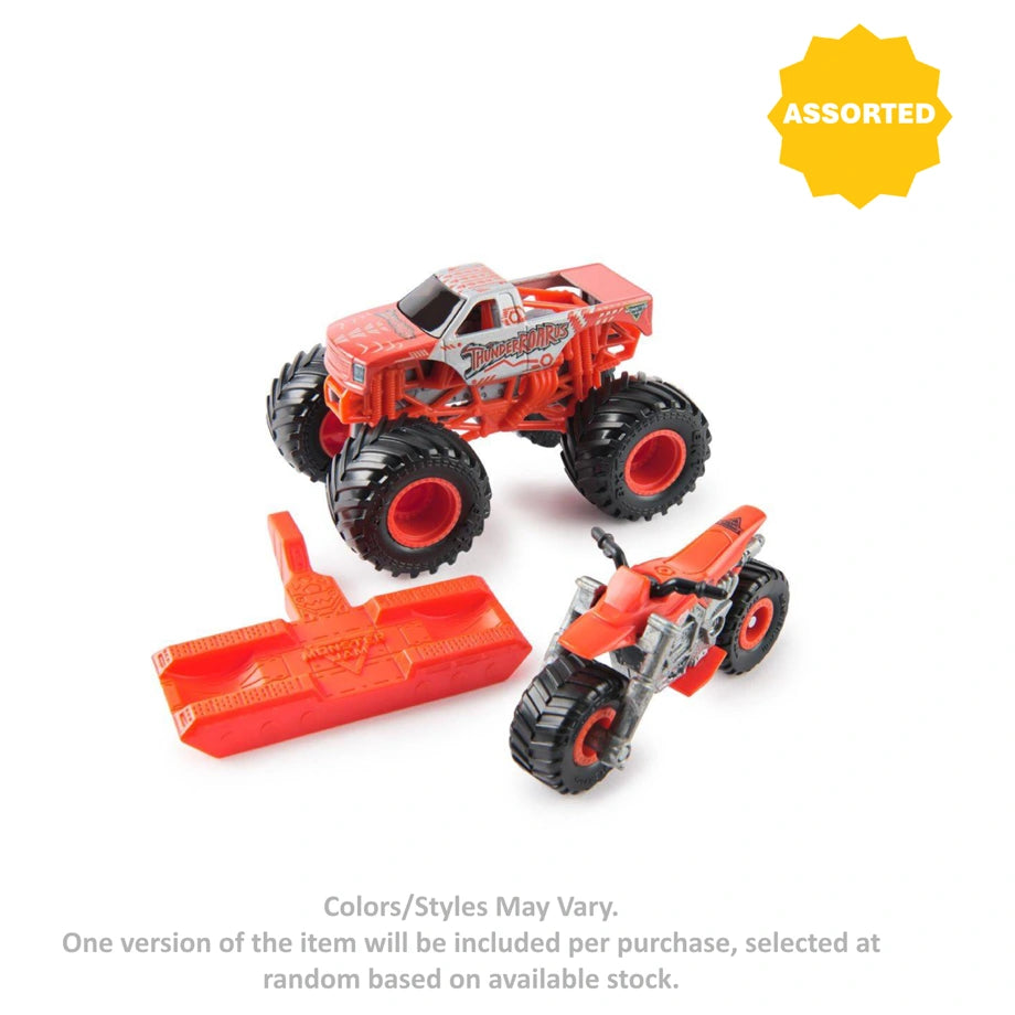 Monster Jam Supercross Bike & Monster Truck Vehicle 2-Pack (1:64, Assorted)