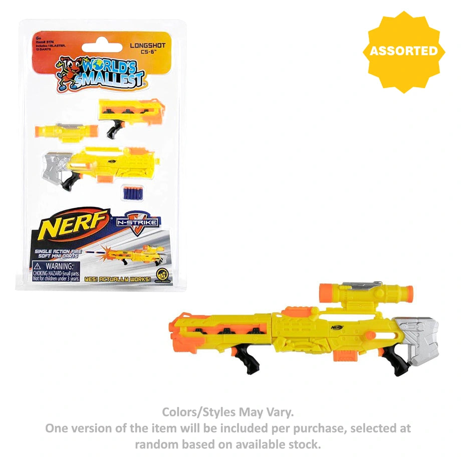 World's Smallest Mini NERF Blaster with 12 Darts (Assorted)