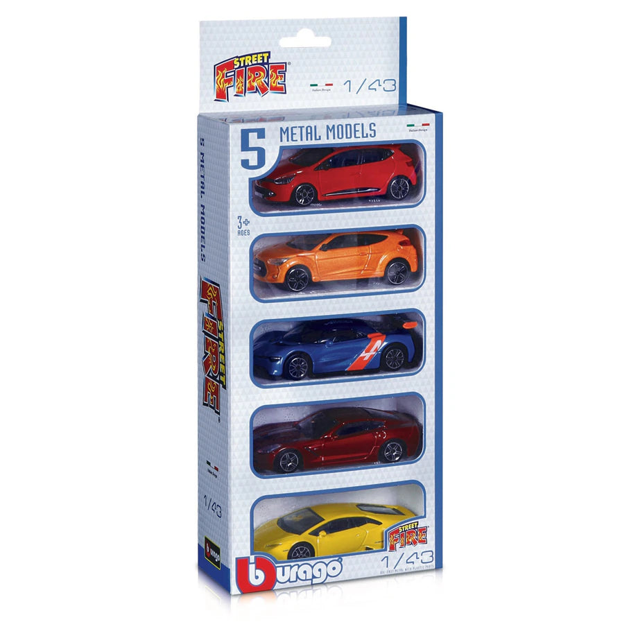 Bburago Street Fire Vehicles (1:43, 5 Pack, Styles May Vary)