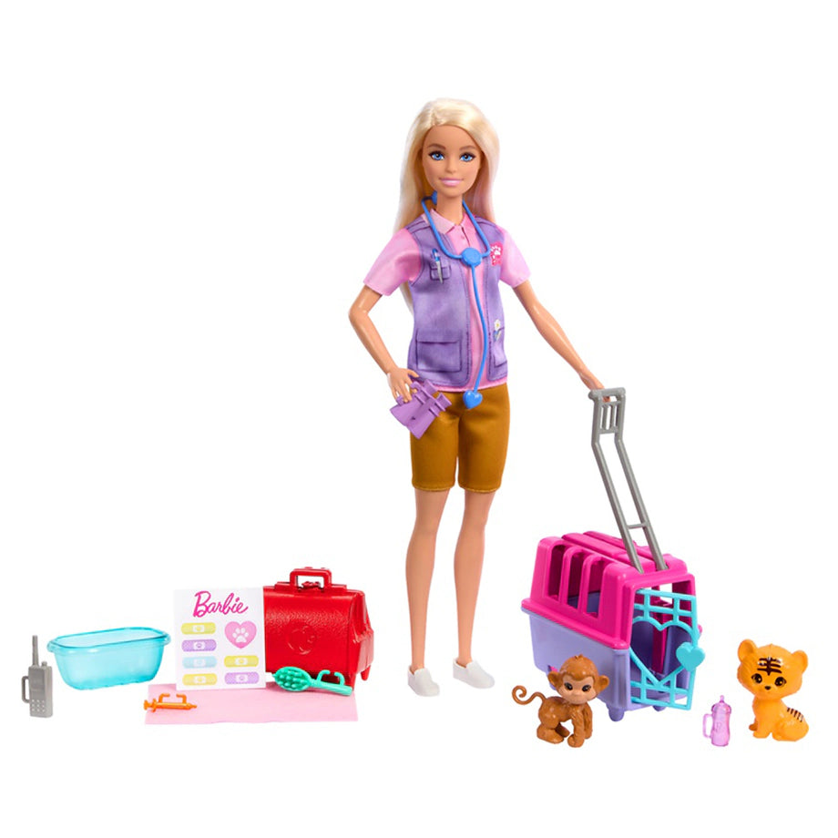 Barbie Animal Rescue & Recovery Playset ( Blonde Doll, 2 Animal Figures & Accessories)