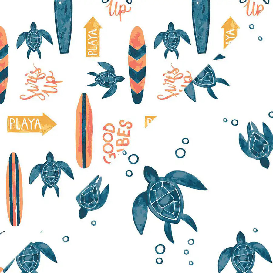 Bebe Au Lait Surf + Sea Turtles Oh So Soft Muslin Burp Cloths