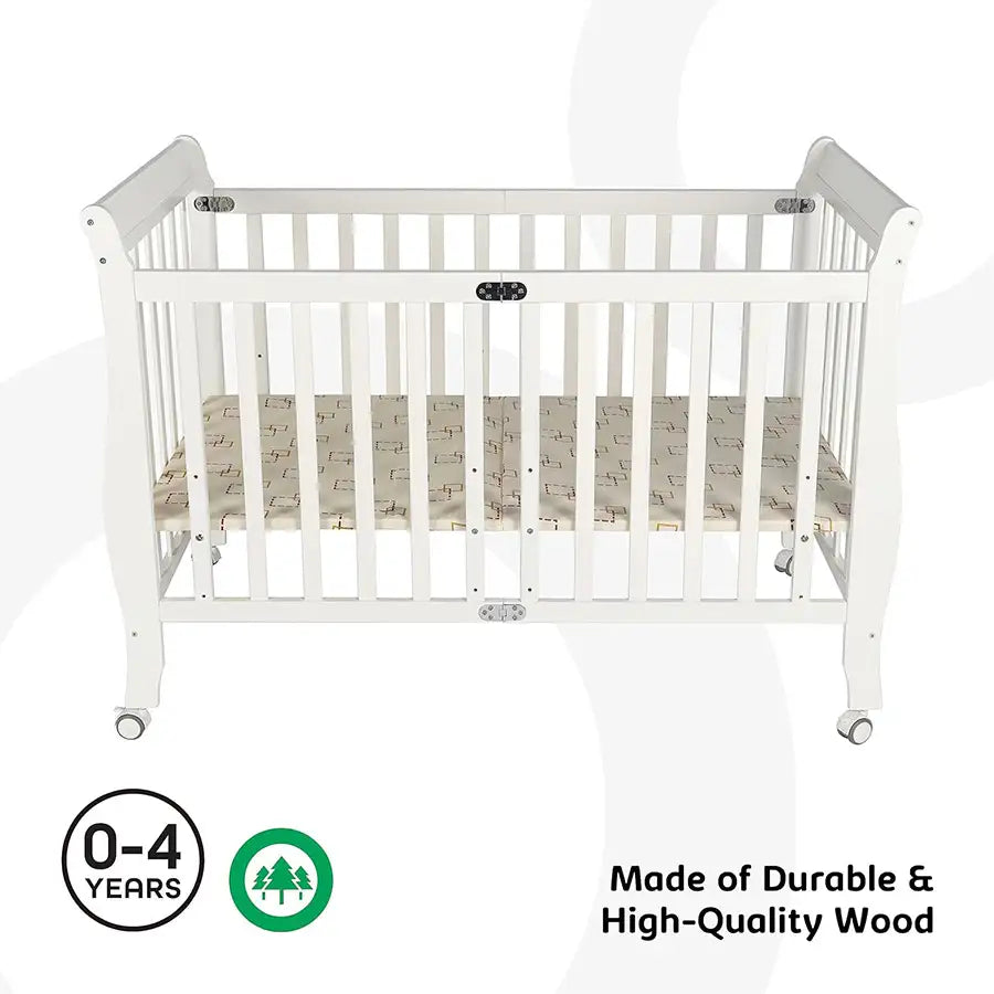 White Moon Wooden Foldable Crib Halamama s Premium at best price Halamama