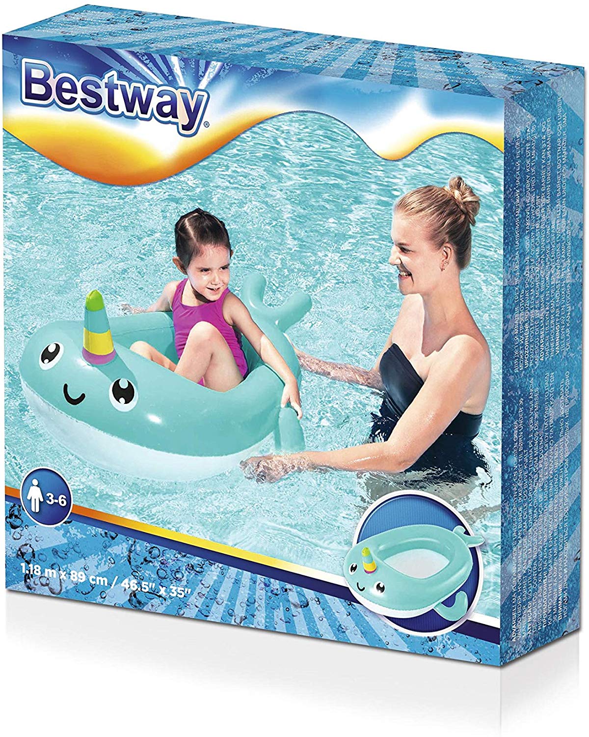 Bestway Narwhal Baby Boat (46.5 Inch x 35 Inch/1.18m x 89cm)