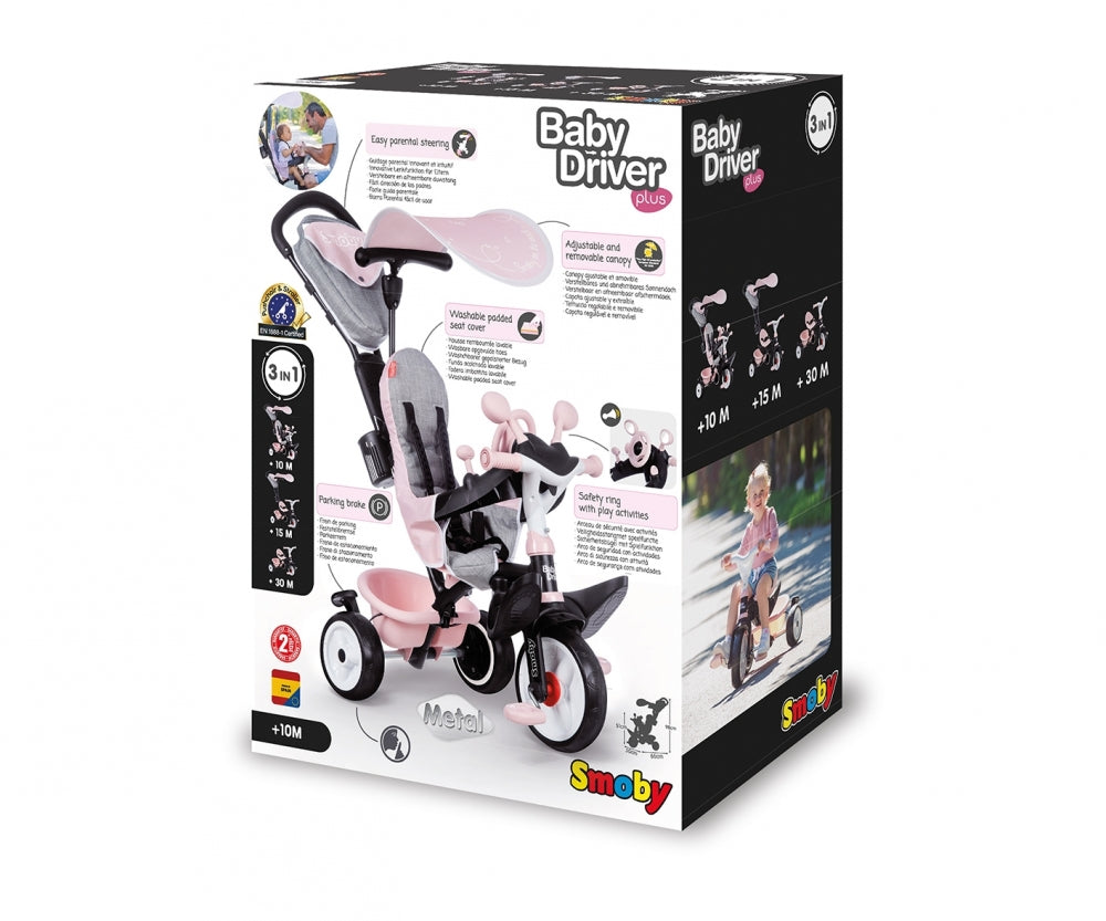 Smoby Tricycle Baby Driver Plus (Pink)