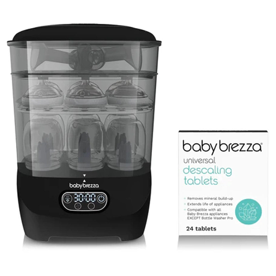 Baby Brezza One Step™ Baby Bottle Sterilizer and Dryer Advanced (Black) + Universal Descaler 24 Tablets