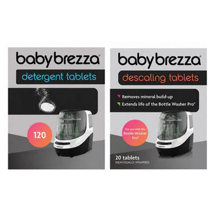 Baby Brezza Pack of Detergent + Descaling Tablets - Compatible with Baby Brezza Bottle Washer Pro Only