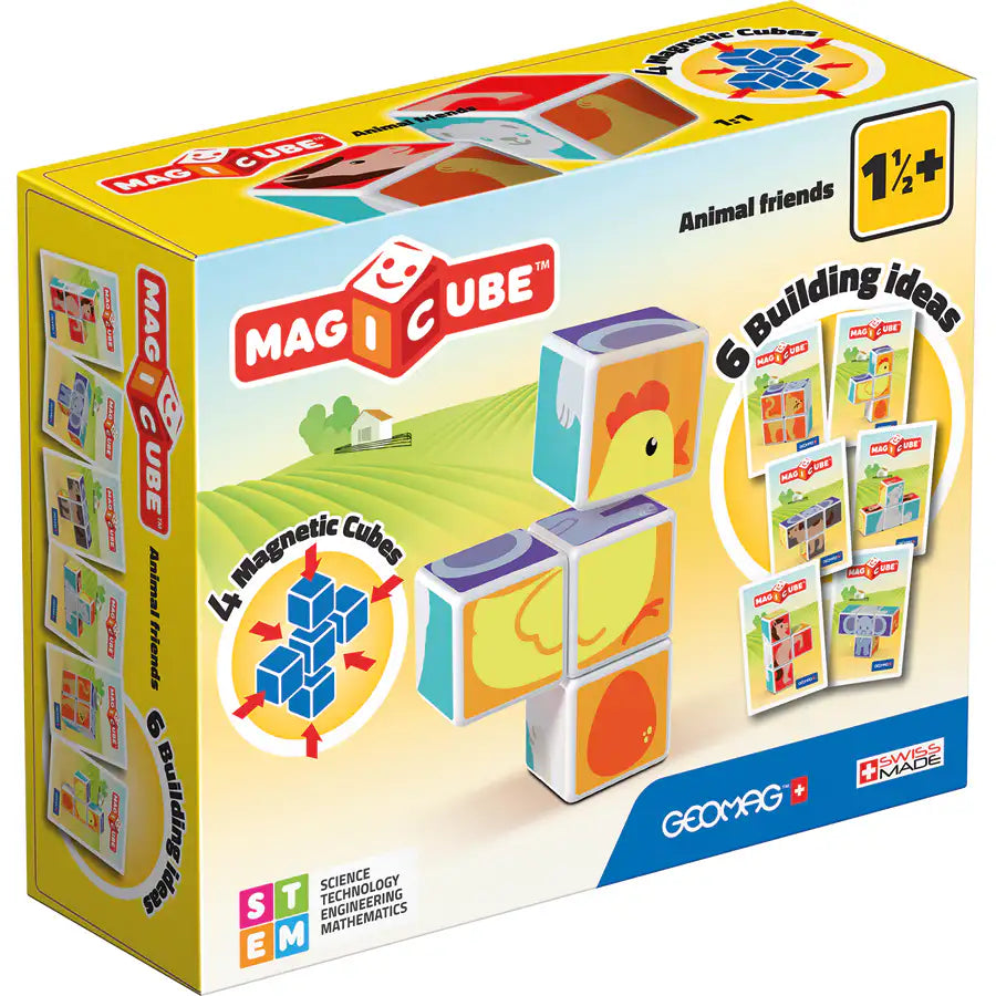 Geomag Magicube Printed Animals with Cards Stem Toy 7pcs