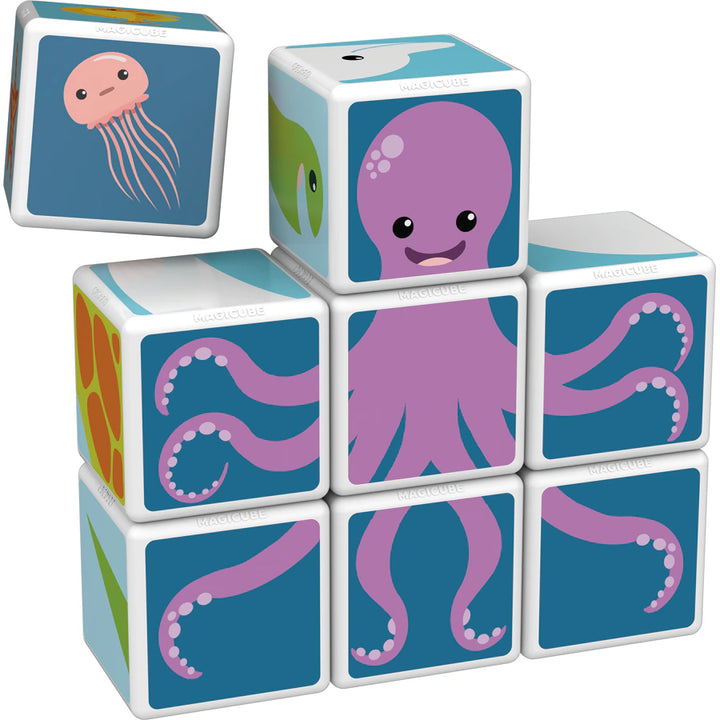 Geomag Magicube Printed Sea Animals With Cards Stem Toy 11pcs