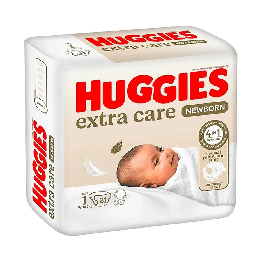Huggies Pure and Natural Diapers Size 1 (Up to 5 kg) Pack of 21