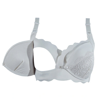 Okus Elegant Seamless Maternity & Nursing Bra Small (Light Grey)