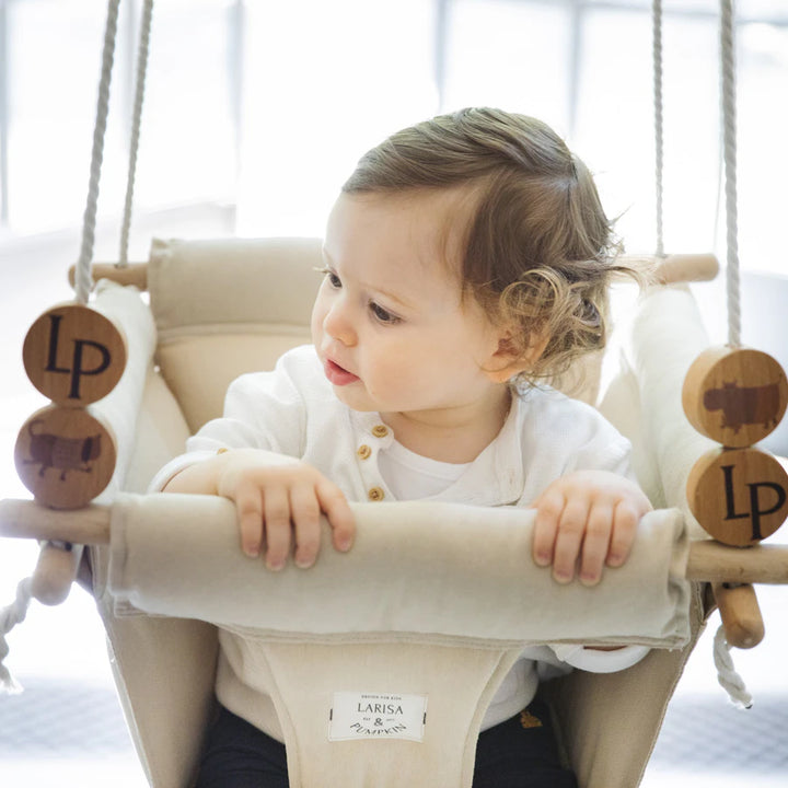 Larisa & Pumpkin Baby Swing Brown Striped