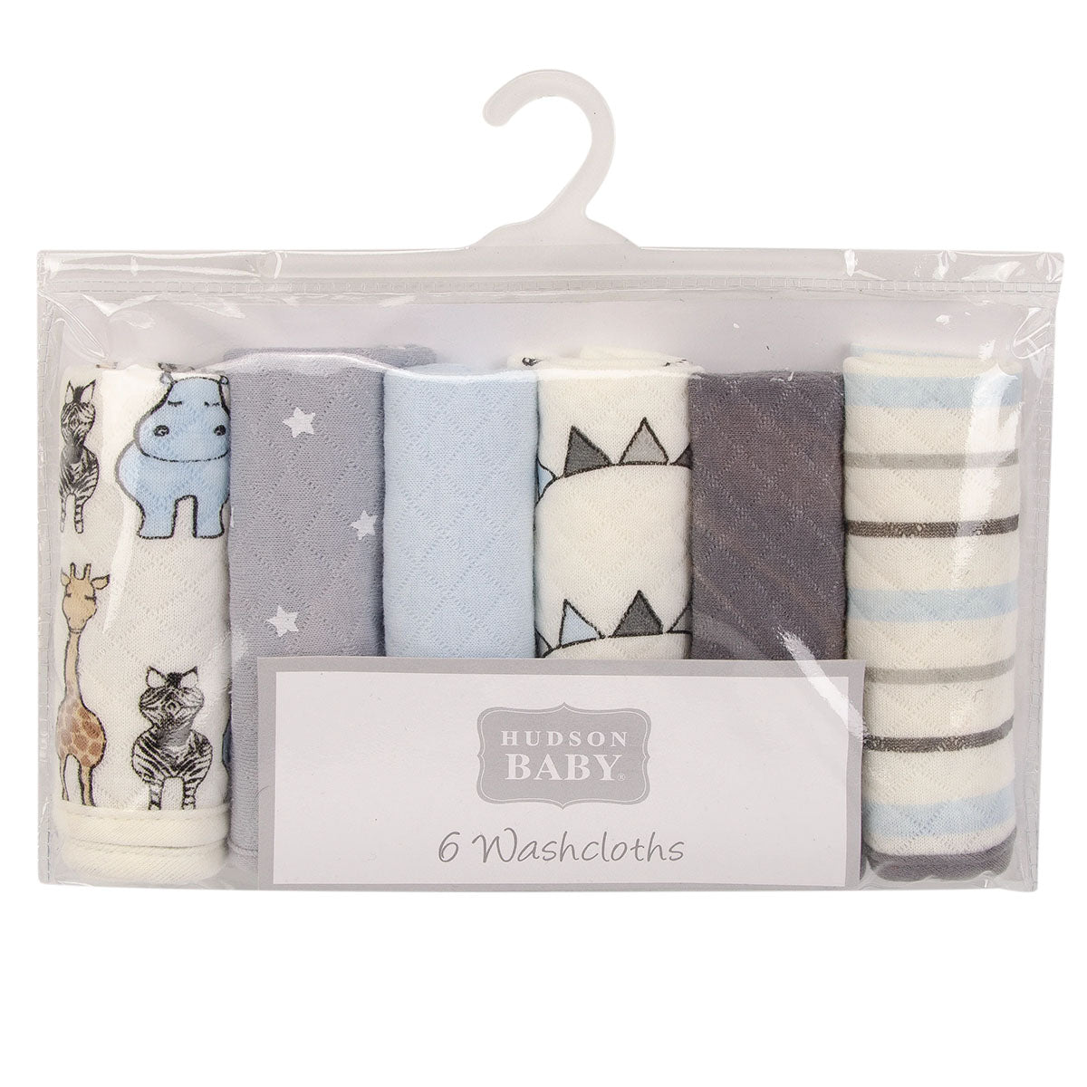 Hudson Baby - 6pc Quilted Washcloths - Royal Safari