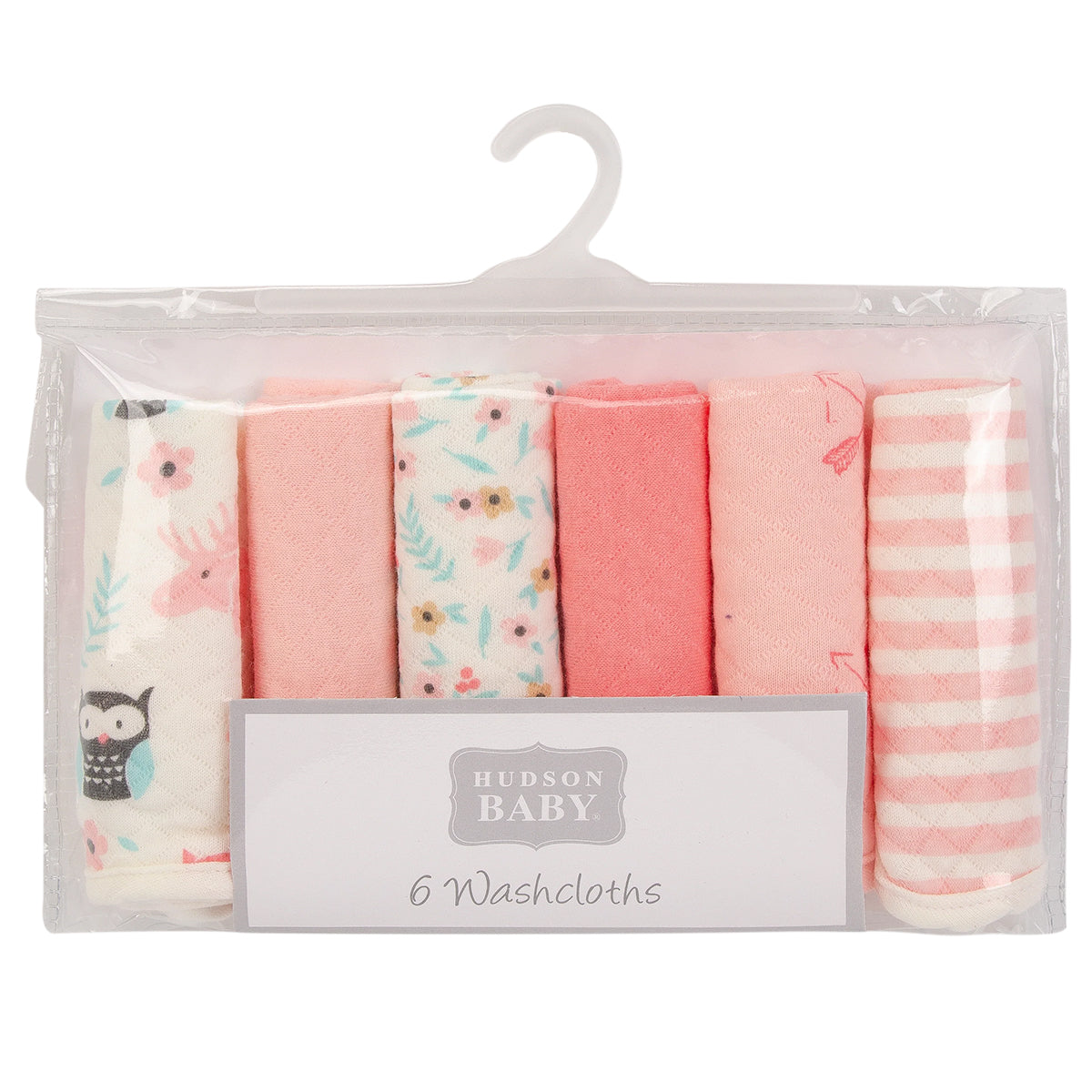 Hudson Baby - 6pc Quilted Washcloths - Girl Forest