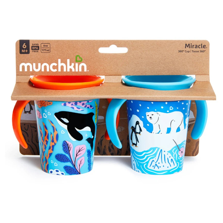 Munchkin Miracle 360° WildLove Trainer Cup Pack of 2 (Polar Bear & Orca)