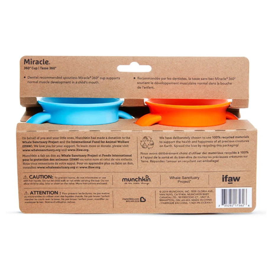 Munchkin Miracle 360° WildLove Trainer Cup Pack of 2 (Polar Bear & Orca)