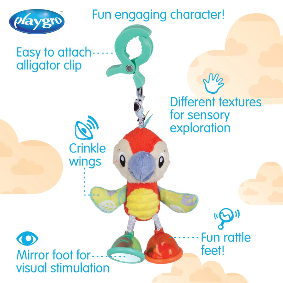 حقيبة بلاستيكية من Playgro Dingly Dangly Mio Macaw حقيبة بلاستيكية من Playgro Dingly Dangly Mio Macaw