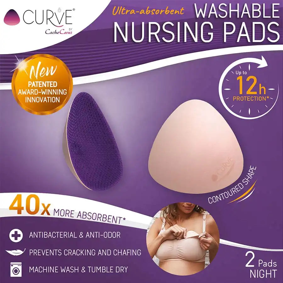 Curve Essential 2 Washable Nursing Pads Night (Purple)