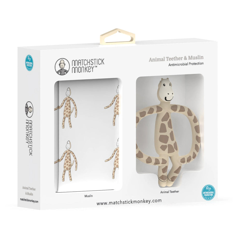 Matchstick Monkey Animal Teether & Muslin Gift Set Giraffe Matchstick Monkey Animal Teether & Muslin Gift Set Giraffe