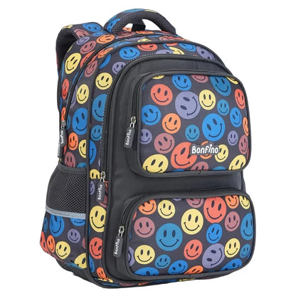 Bonfino Smiley Face School Backpack 17" (Multicolor)