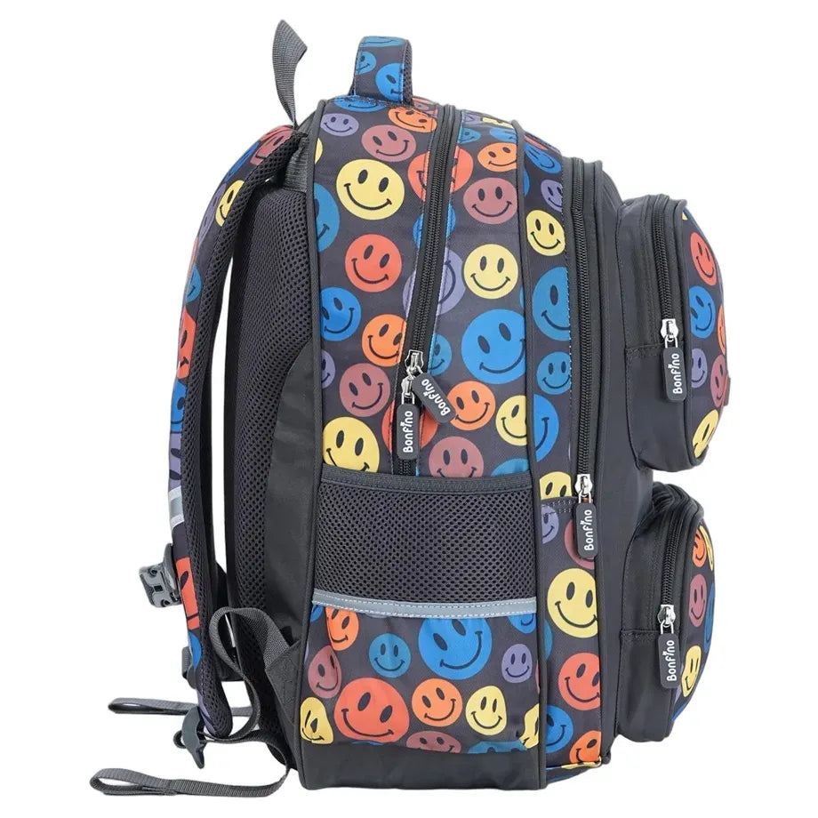 Bonfino Smiley Face School Backpack 17" (Multicolor)