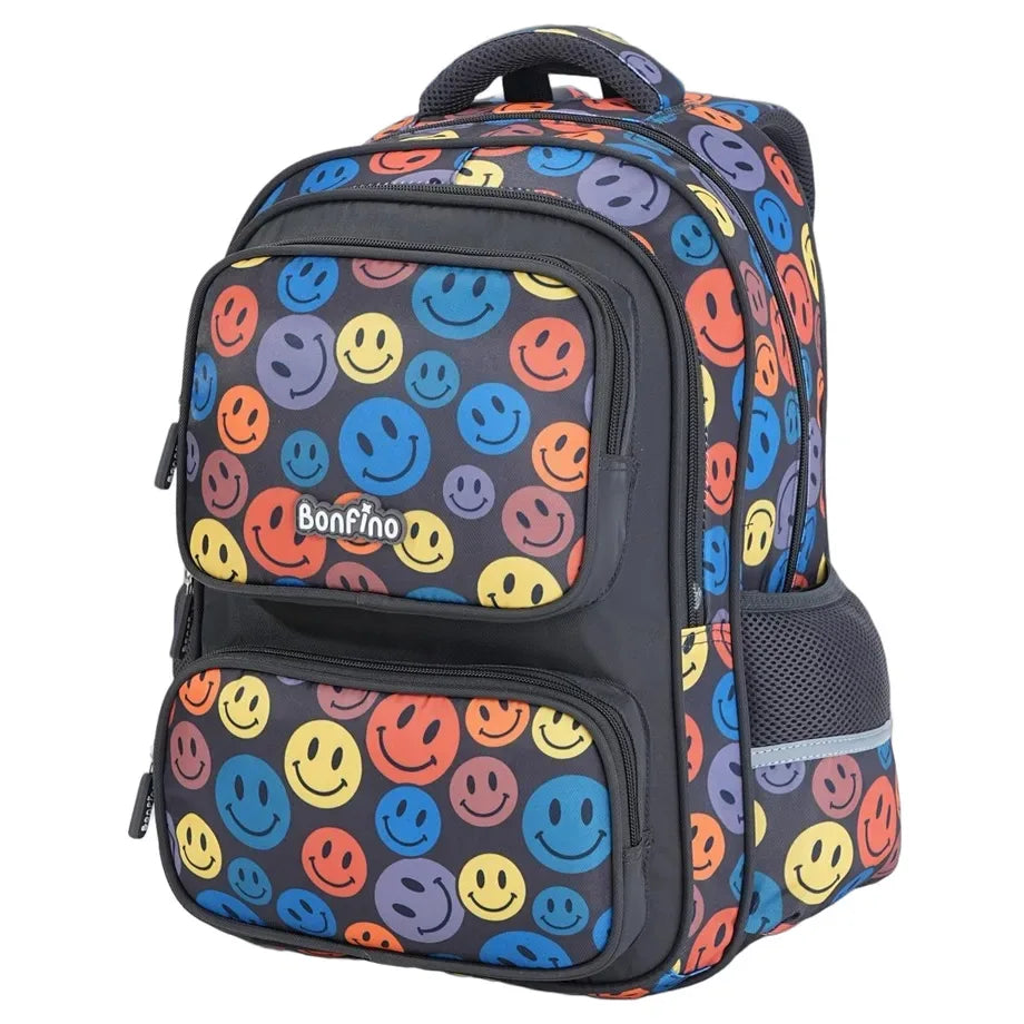 Bonfino Smiley Face School Backpack 17" (Multicolor)