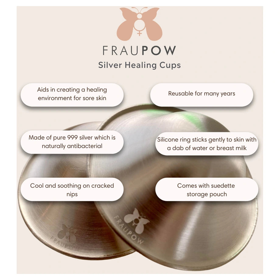 Fraupow Pure 999 Silver Breastfeeding Healing Cups (Pack of 2)