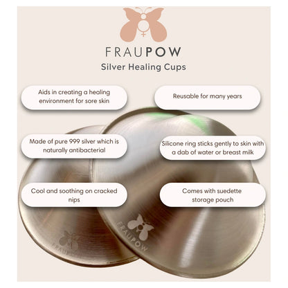 Fraupow Pure 999 Silver Breastfeeding Healing Cups (Pack of 2)