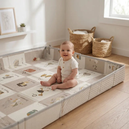 Snuggle Reversible Crawling Mat with Fence (Alphabets)