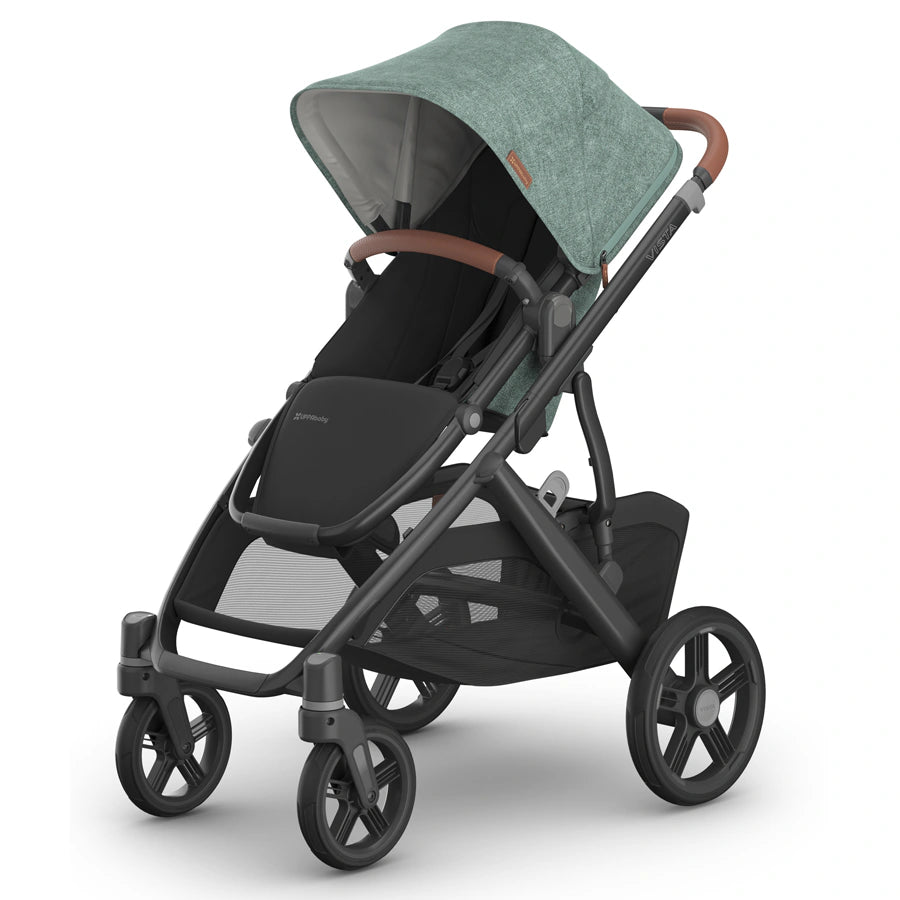 عربة أطفال UPPAbaby Vista V3 - جوين - مزيج أخضر | هيكل من الكربون | جلد سرج عربة أطفال UPPAbaby Vista V3 - جوين - مزيج أخضر | هيكل من الكربون | جلد سرج